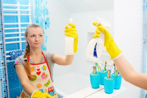 Commercial cleaner maintaining a Brixton office reception area
