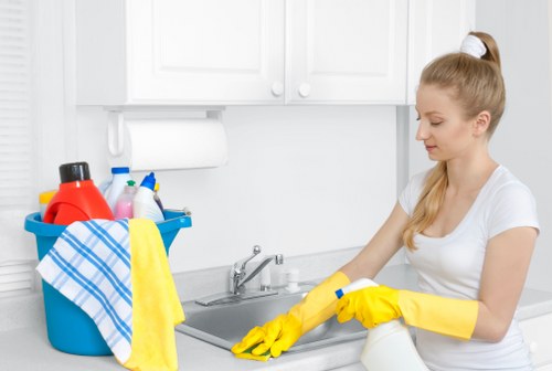 Cleaner working in a Brixton kitchen during a domestic cleaning appointment